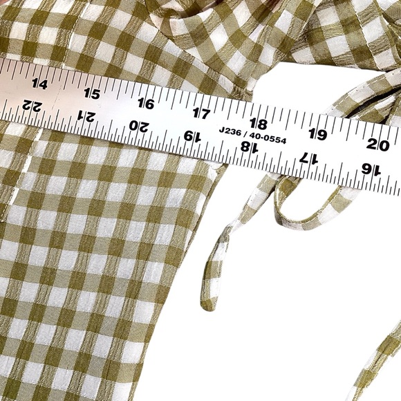 Topshop Tie Sleeve Gingham Mini Dress in Khaki, Size 4 Item 103394573 - Picture 8 of 13